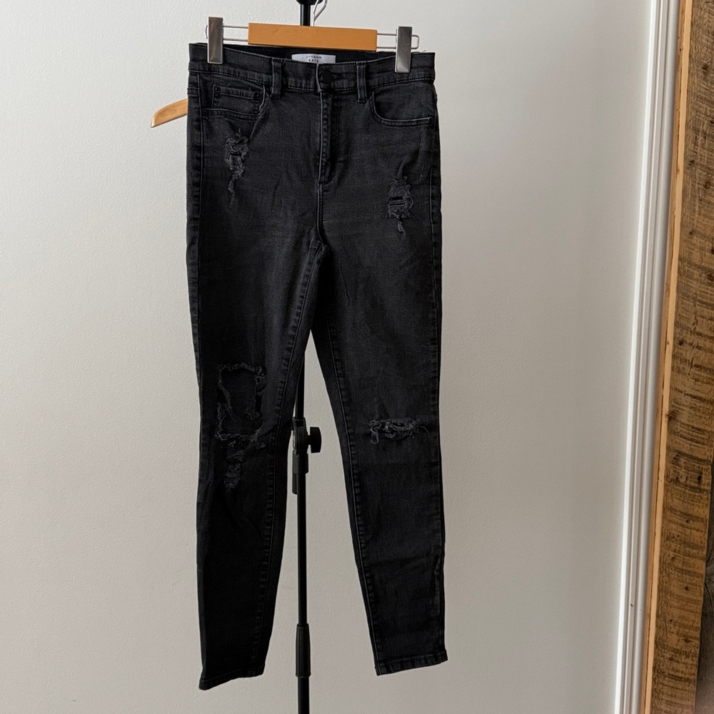 Dynamite Kate charcoal grey distress skinny jeans-Size 26